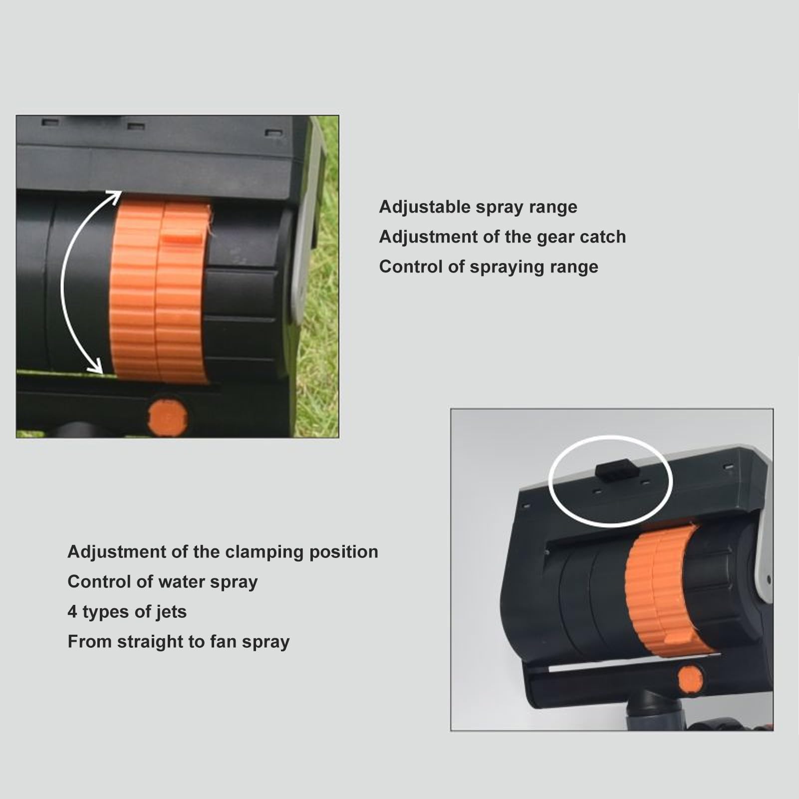 Irrigatore Oscillante, Irrigatore per Prato con Oscillazione Turbo con Ugelli a 16 Fori, Irrigatore per Acqua Automatico a 4 Modalità, Dispositivo di Irrigazione per Irrigatore