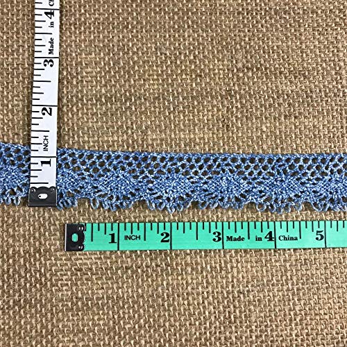 Cluny Trim Lace Natural Cotton 1.25" Wide Denim Blue, Geometric Yardage Vintage, Multi Use: Garments Arts Crafts Costumes Diy Sewing. (Blue, 10 Yds) #TOP1
