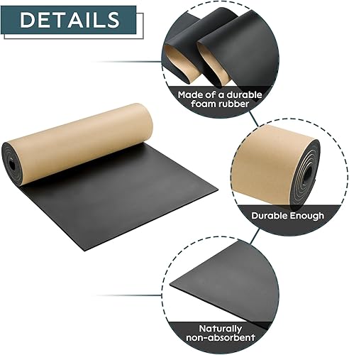 Miniatura 19 de NATGAI Esponja de neopreno con lámina de goma de espuma adhesiva de 1/4 pulgadas de grosor x 12 pulgadas de ancho x 54 pulgadas de largo, cortado a