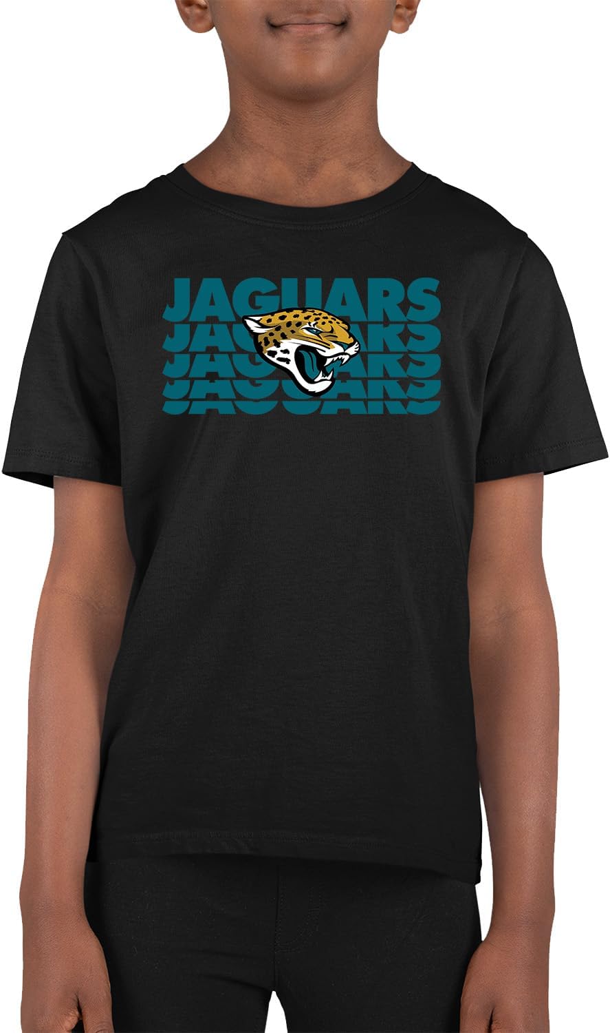 Team Fan Apparel NFL Youth Repeating Logo Football T-Shirt Unisex Tag Free Comfortable, Kids Boys Girls, Lightweight Soft
