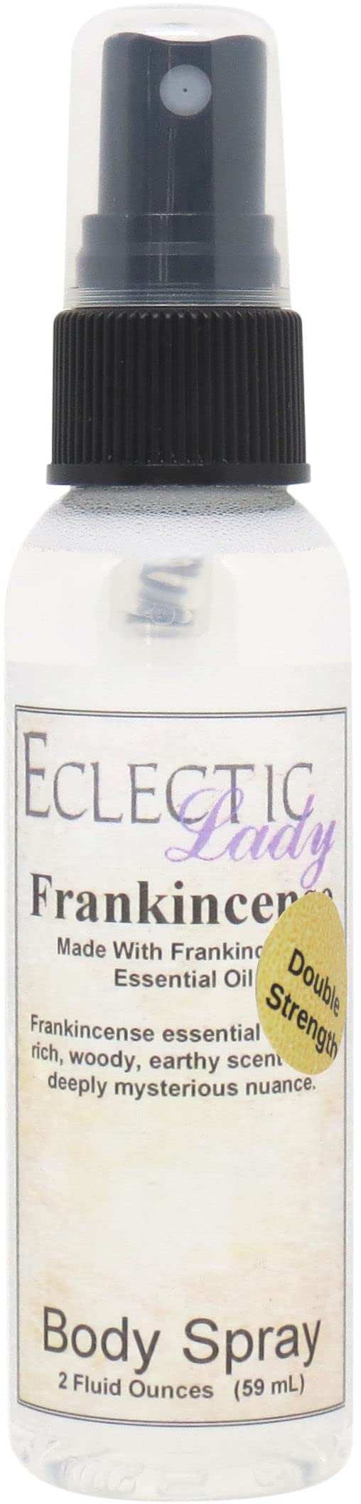 Eclectic Lady Frankincense Body Spray, Double Strength, 2 ounces, Body Mist for Women with Clean, Light & Gentle Fragrance, Cologne with Soft, Subtle Aroma For Daily Use