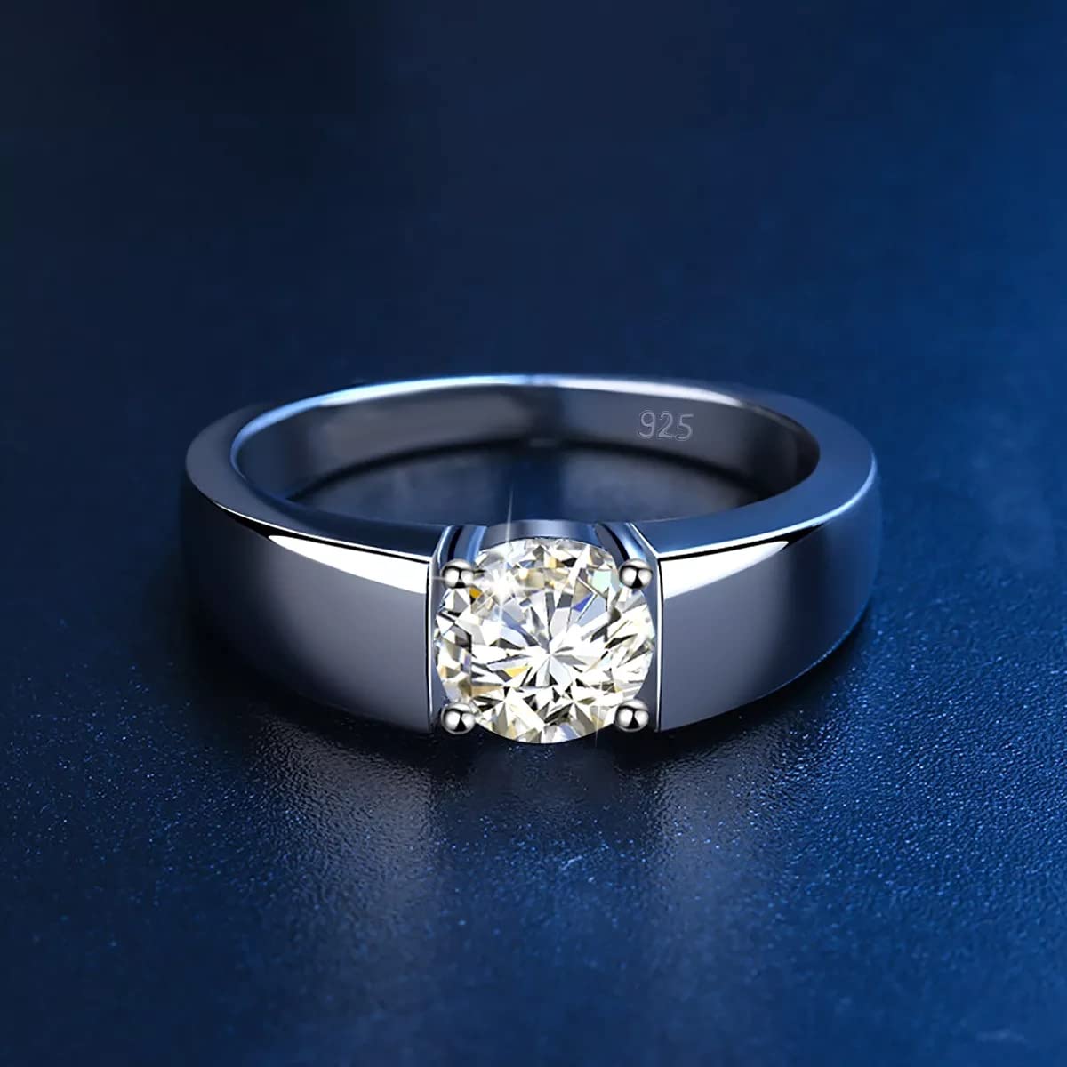 Herren Ehering Moissanite Ringe 0,5 Karat 925 Sterling Silber Ring Antiallergischer Liebhaberschmuck