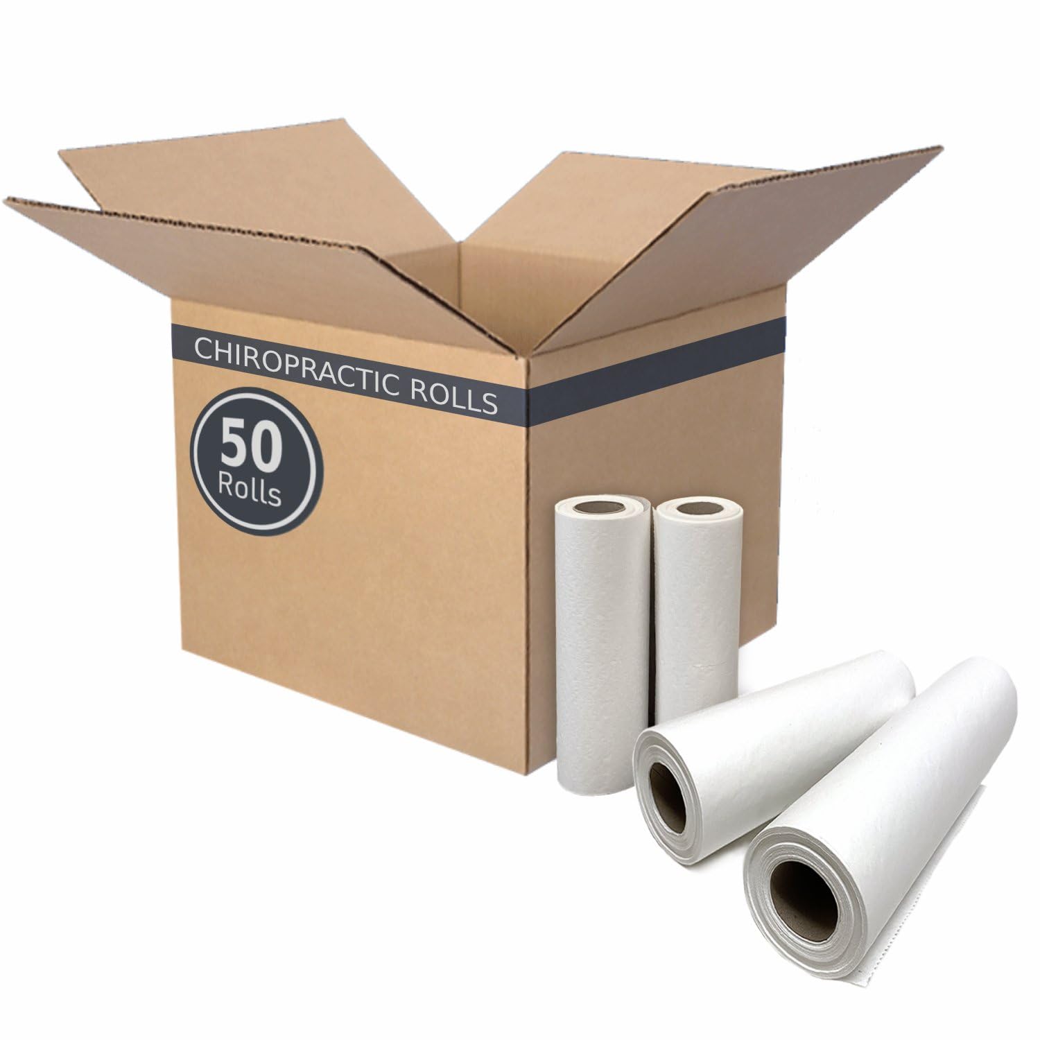 BodyMed Standard Headrest Paper Rolls for Chiropractic Exam Table, Smooth White, 8.5-Inch x 225-Feet, 50 Rolls – Disposable Paper Rolls for Medical