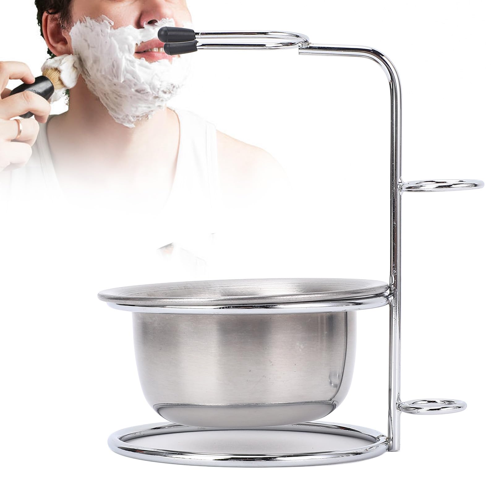 Supporto per Pennello da Barba con Ciotola per Sapone, Rasoi di Sicurezza in Acciaio inossidabile Set Porta Pennello da Barba Kit da Barba per Toelettatura per Uomo