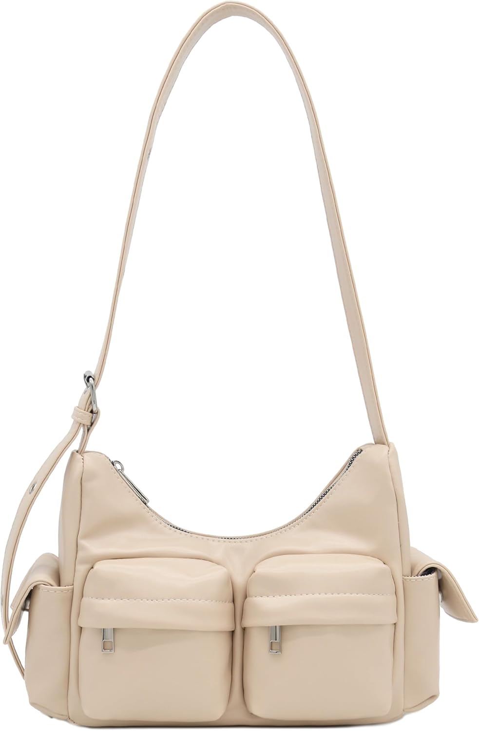 FashionPuzzle PU Leather Multiple Cargo Pockets Shoulder Bag