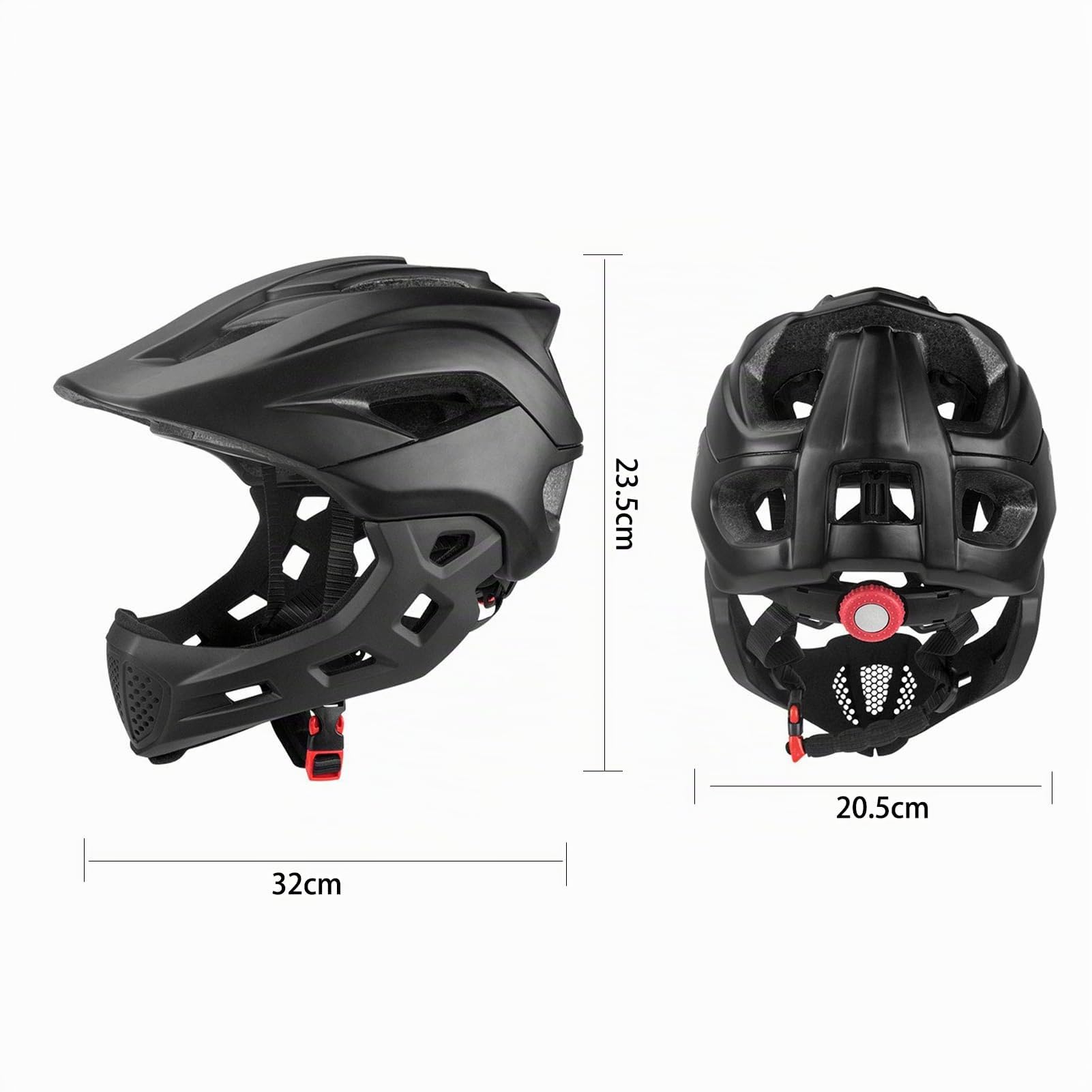 Casque de Vélo Complet pour Enfants pour Enfants, Gardien de Menton Détachable, 13 évents, 2 en 1 Casque avec pour Le Vélo, Planche à roulettes BMX (Noir)