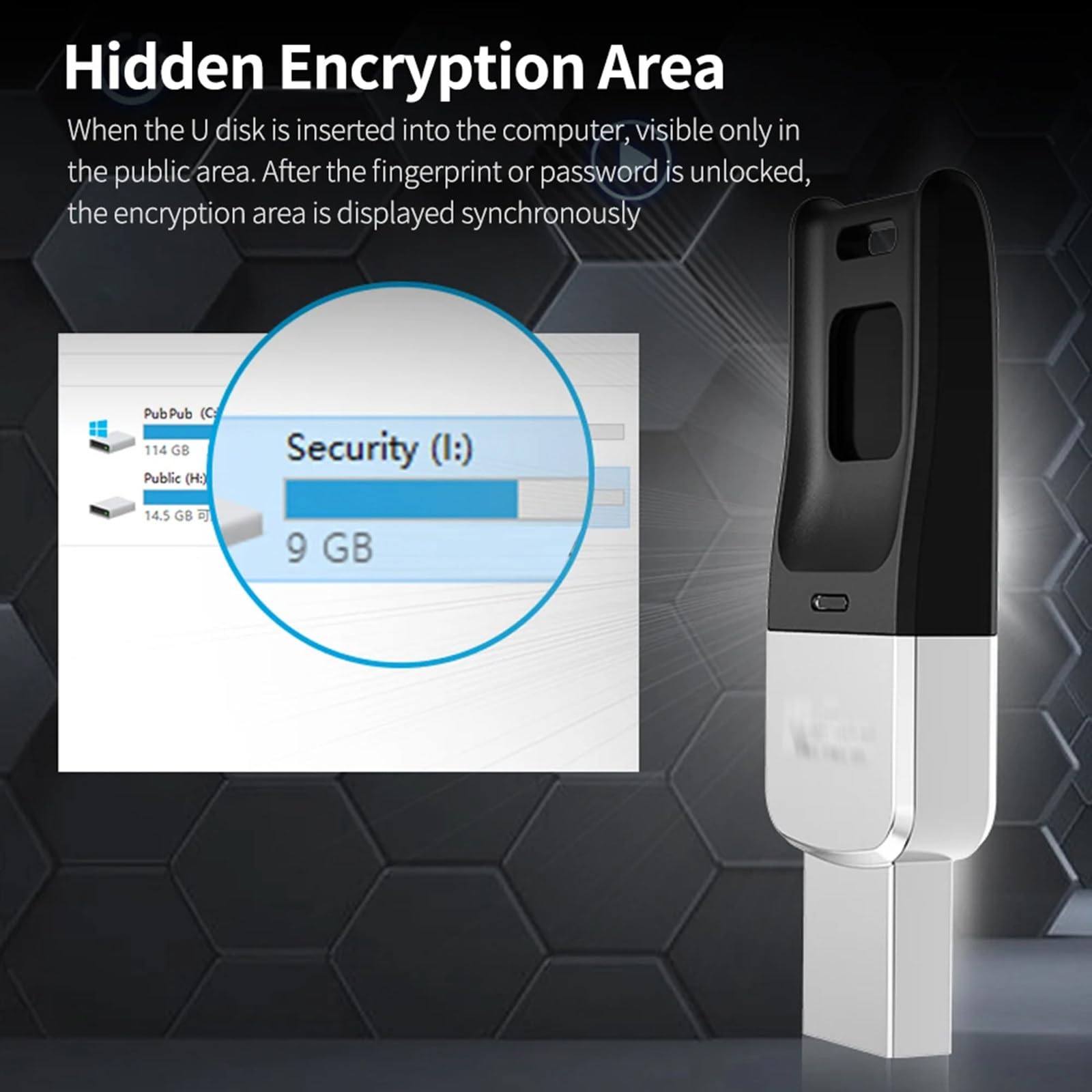 Unidad flash USB con cifrado de huellas dactilares, USB 3.0 de aleación de zinc, almacenamiento seguro de datos para PC y portátil, opciones disponibles de 32 GB, 64 GB, 128 GB, 256 GB