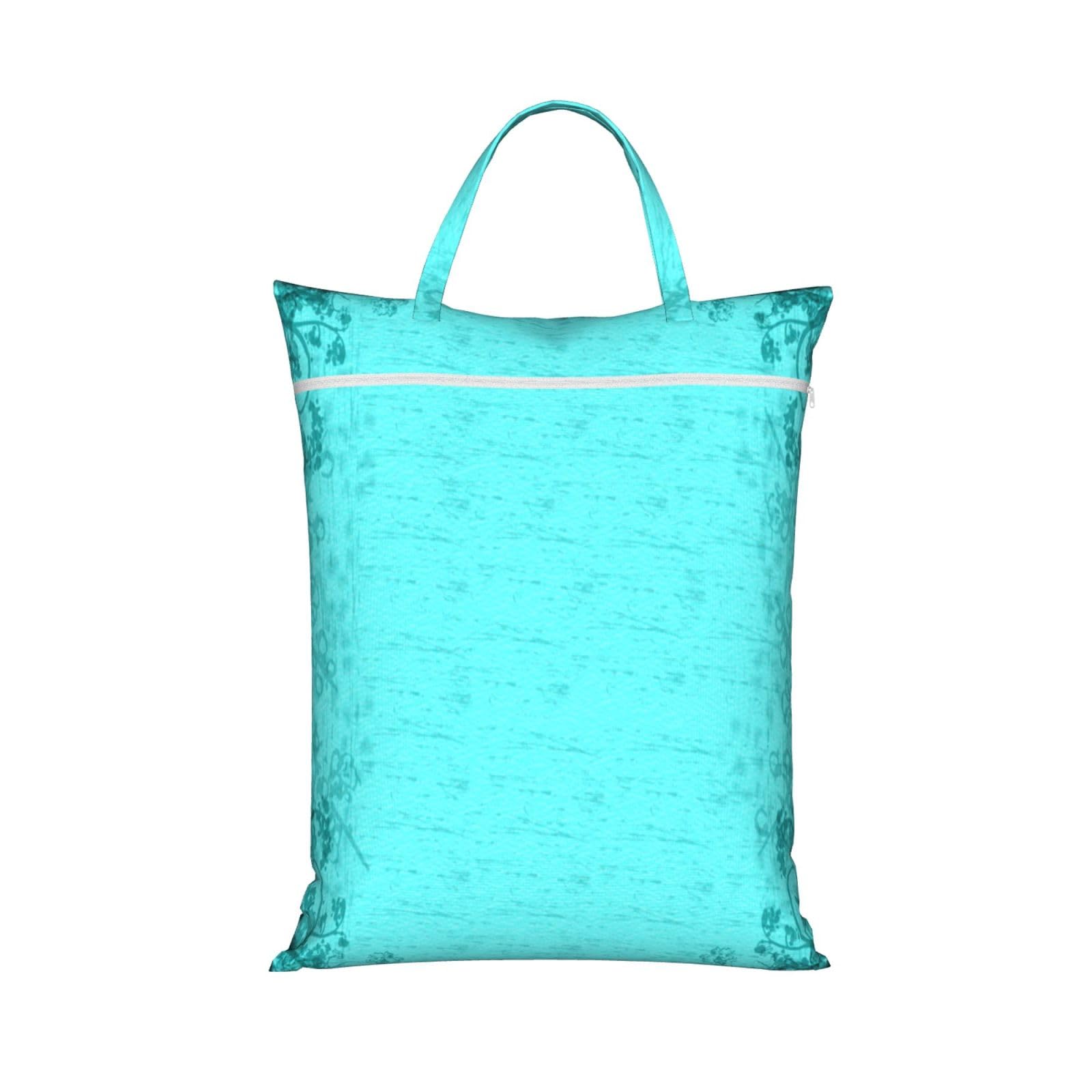 YFSGDLBN Teal Blue printed Travel dirty laundry bag clothes pack Storage Basket Bag