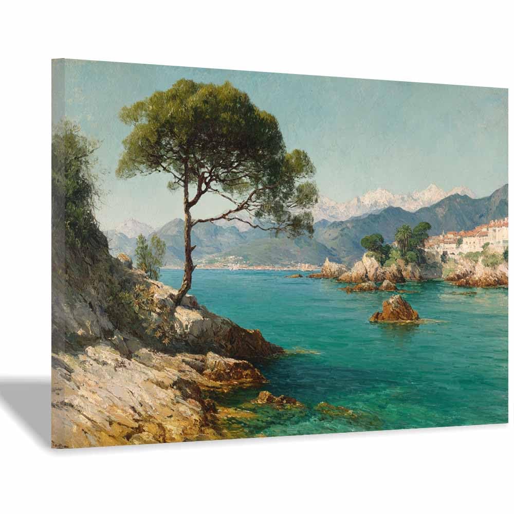 DMZPKZB Natural Landscape Wall Decor Mediterranean Coastsal Art Beautiful scenery Painting, Modern Artwork,for Living Room,Bedroom,Office Bathroom,Dining(Multicolor)-50x70cm Framed