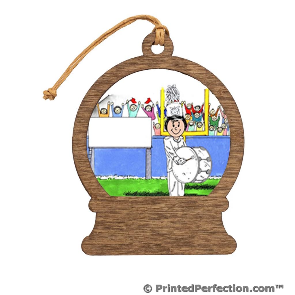 PrintedPerfection.com Personalized Band, Bass Drum - Female Wooden Snow Globe Shaped Christmas Ornament