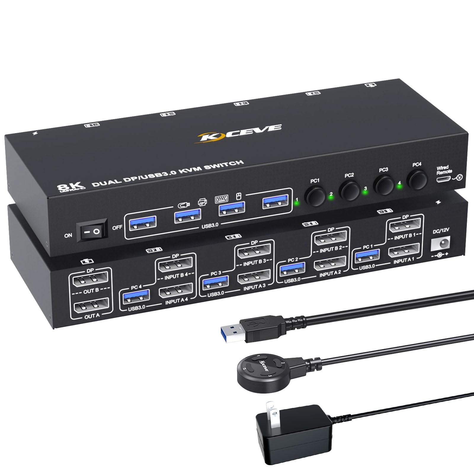 Displayport KVM Switch 4 Computers 2 Monitors 8K@30Hz 4K@144