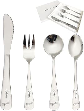 Personalized Toddler Silverware kids Cutlery Set Engraved Stainless Steel Kids Utensils Dinner Forks Knives Spoons with Any Name Stainless Steel Flatware for kid Image 04
