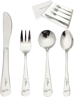 Personalized Toddler Silverware kids Cutlery Set Engraved Stainless Steel Kids Utensils Dinner Forks Knives Spoons with Any Name Stainless Steel Flatware for kid Image 04