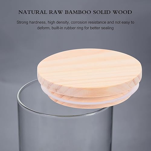 Miniatura 5 de SEWACC Tapas para tarros de almacenamiento de madera, 5 unidades, 3.228 in de boca ancha, tapas para tarros de almacenamiento de madera, latas de