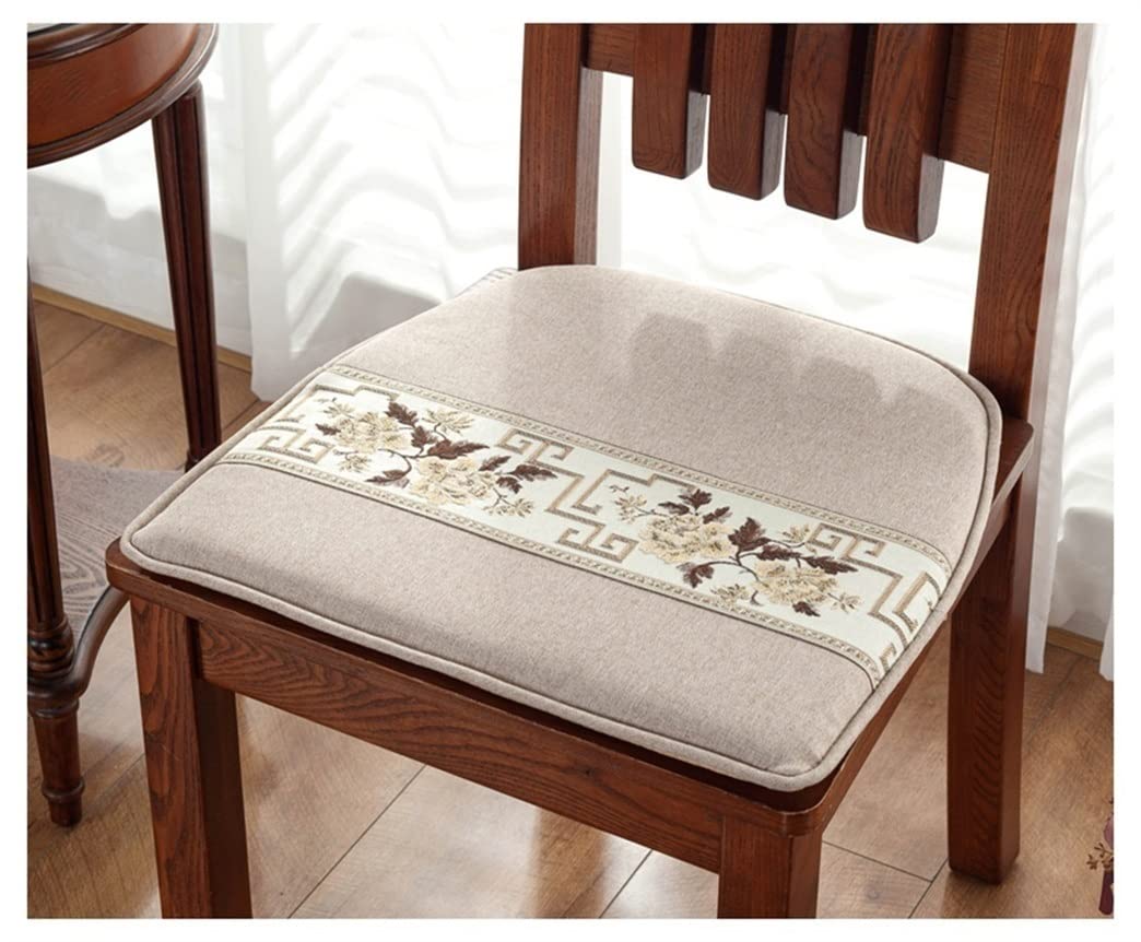 GHJL Dining Chair Cushion With Ties,1/2/4 Packs Non Slip Kitchen Chair Pad And Seat Cushion, Removable And Washable Seat Cover (Color : Beige-1, Size : 45 * 44cm(4packs))