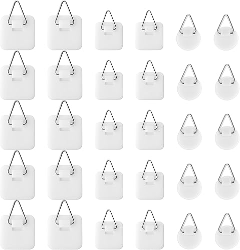 30 ganchos adhesivos para fotos, sin clavos, invisibles, ganchos de pared adhesivos de plástico para marcos de fotos, tablero de espuma, placa de