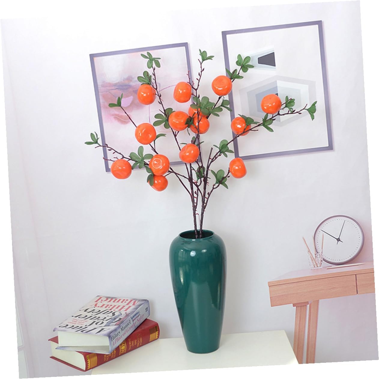 Artificial Orange Branch Decor 7-Head Fake Fruit Model Lifelike Tangerine Simulation for Home Living Room Party Decoration