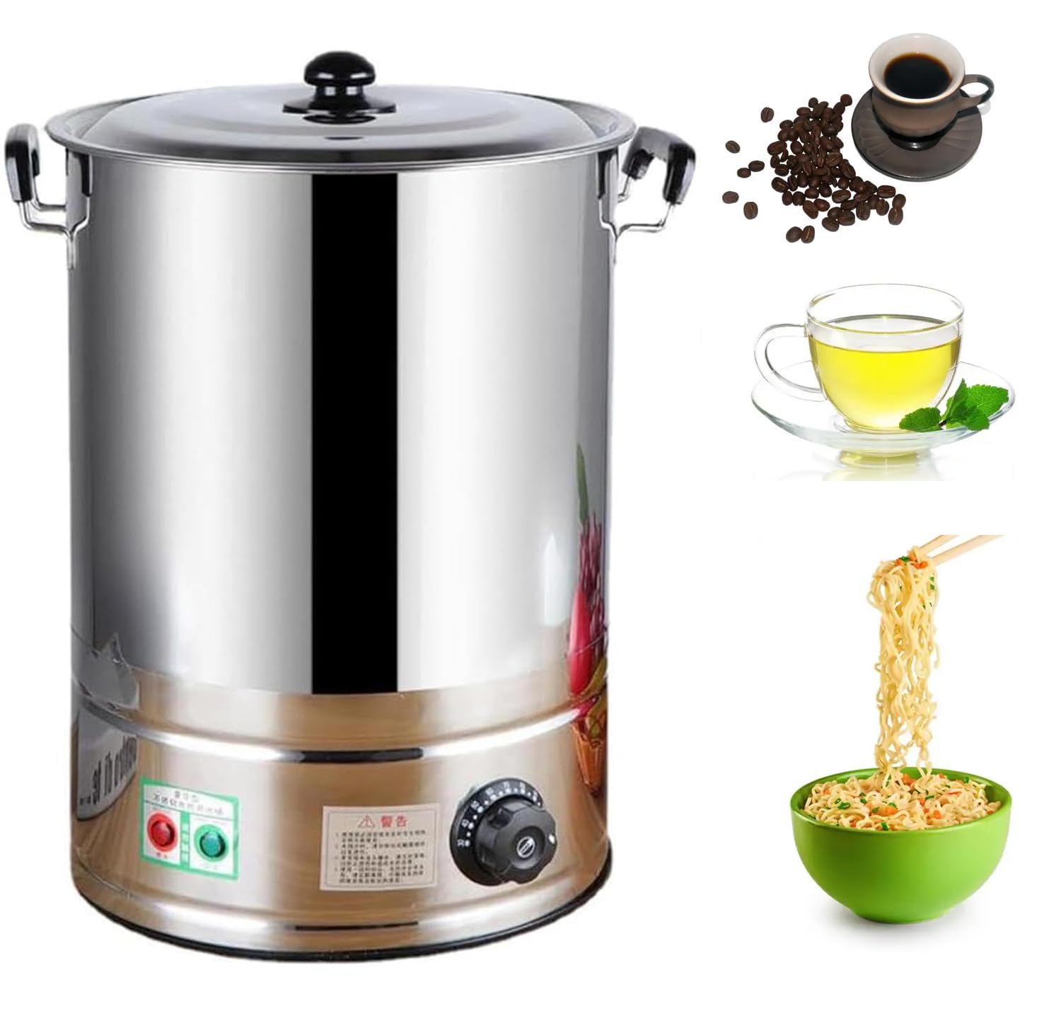 Commercial Catering Urn, Electric Boiling Water Bucket, Hot Water Boiler Dispenser, Soup Kettle Buffet Warming Pot, for Commercial Catering (No Faucet F Faucet)