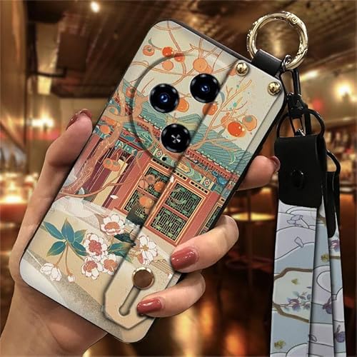 Phone Case Compatible with Oukitel C5 2025, Design Back Cover Anti-dust Kickstand Ring Anti-knock Wristband Wrist Strap Lanyard