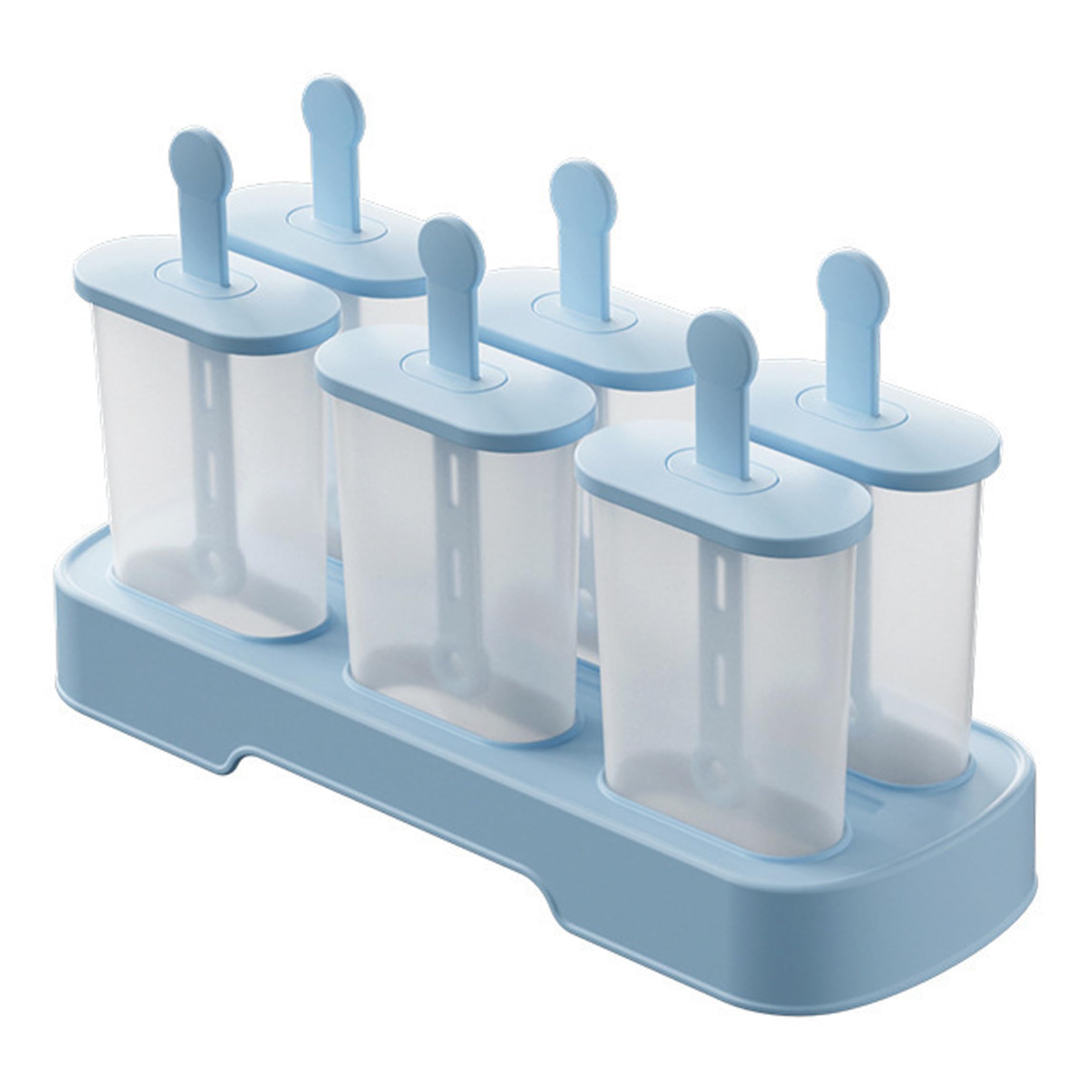 Sjfbebsy Ice Lolly Mould, 6-Cavity Silicone Popsicle Molds Easy Release Baby Ice Lolly Moulds with Sticks - BPA Free - Blue Cream Mold for Kids Adults DIY(Blue)