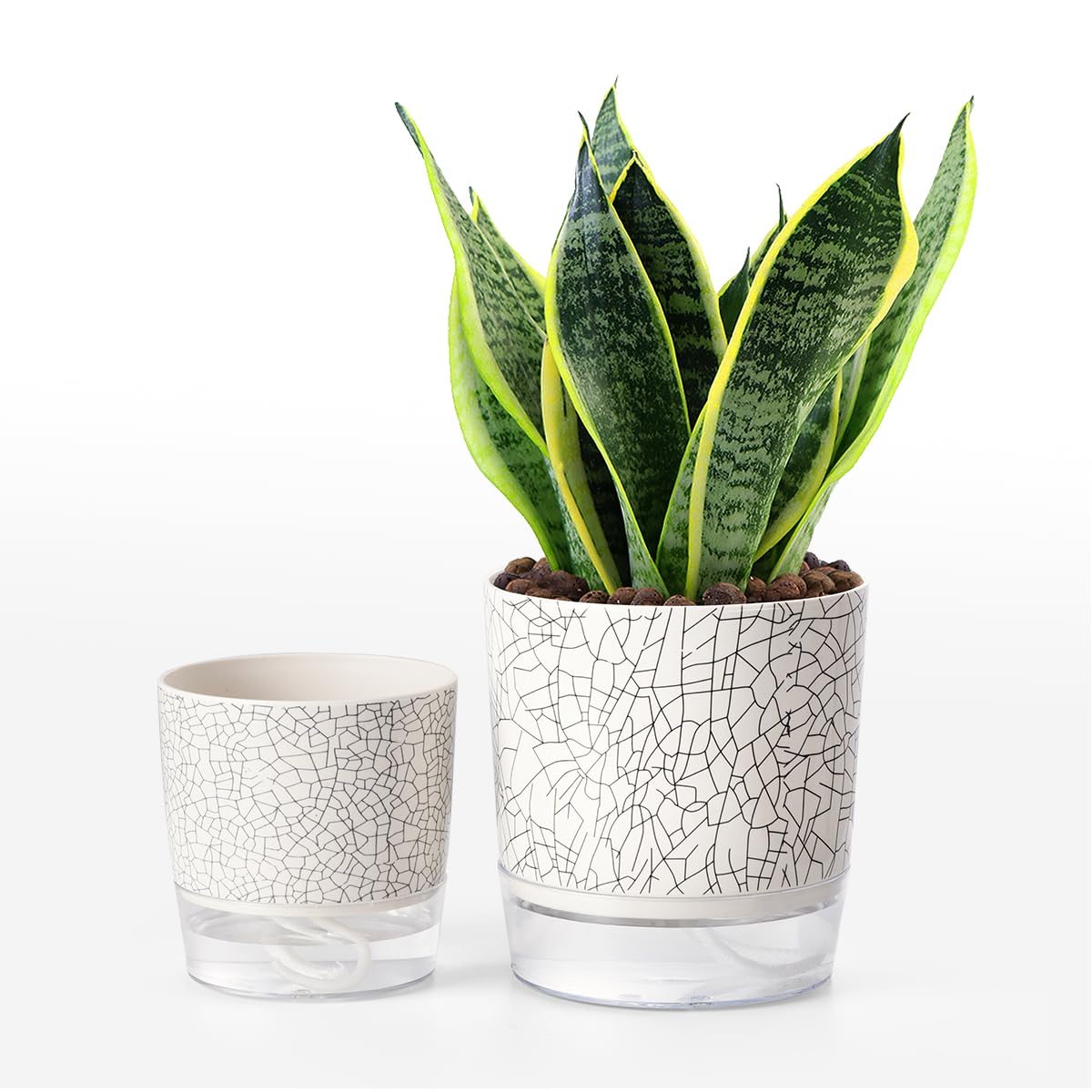 Etvski Self Watering Pots for Indoor Plants, Flower Pots, Self Watering Plant Pot-2pcs 4+5.3inch Crack Texture