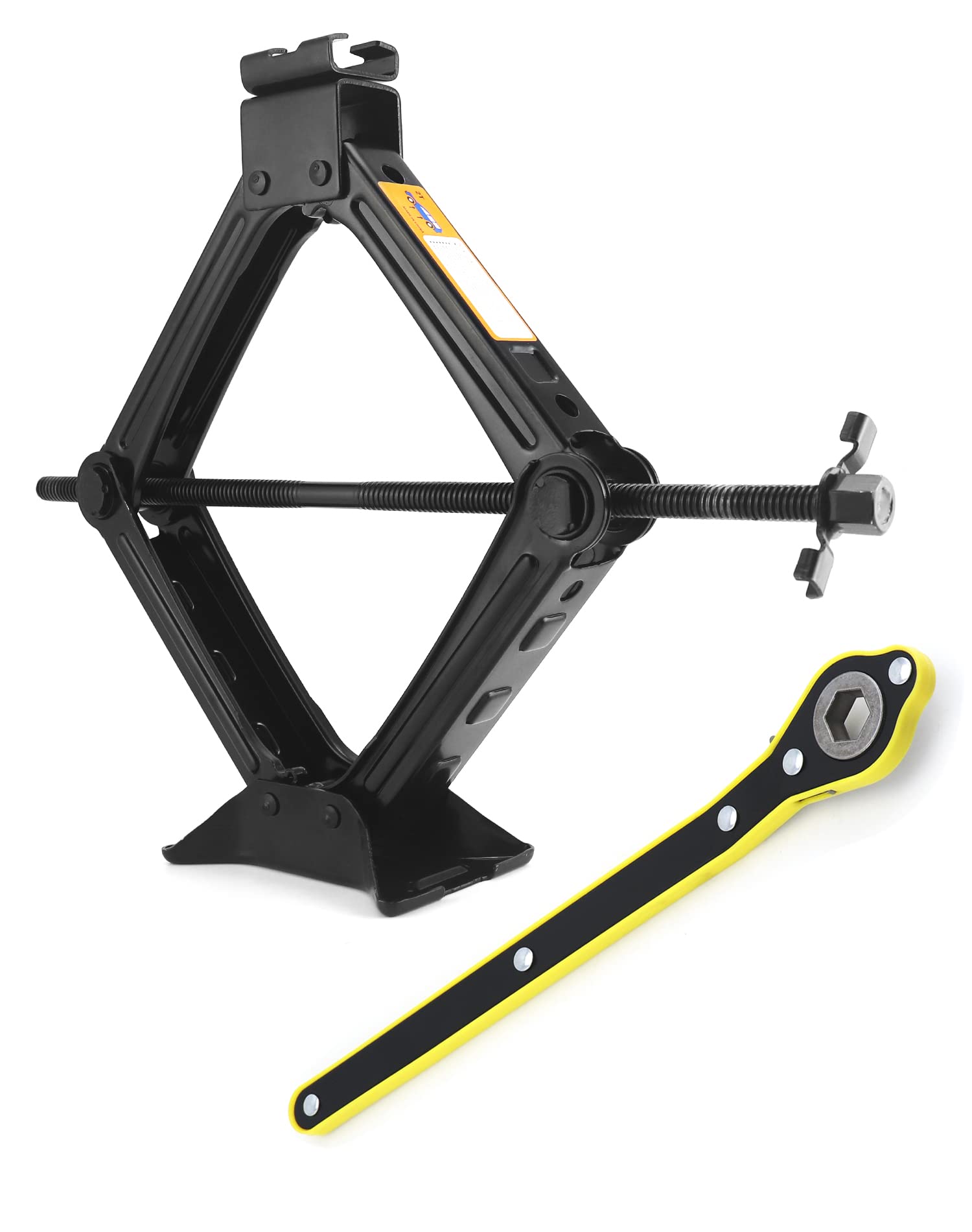 QWORK® Cric a forbice 2T, cric per auto, altezza max 390 mm, con manovella