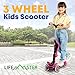 3 Wheel Scooter for Kids with Foldable Seat, Adjustable Handlebar Height, Lean-to-Steer Ride On Toy for Kids Ages 2+, Light-Up LED Wheels, Wide Anti Slip Deck, Indoor & Outdoor Use, Pink