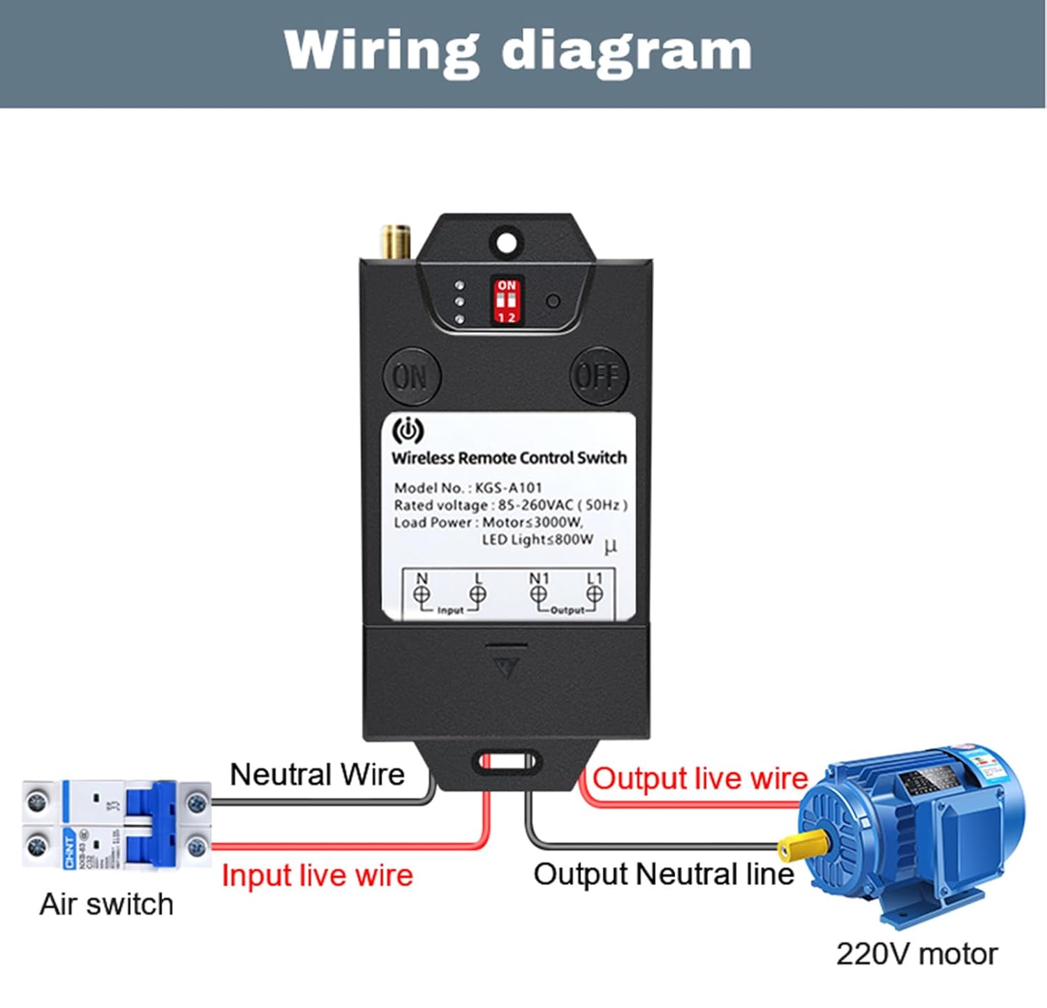 High Power Switch 110V Relay 30A with Remote Control Wireless Switch High Range Distance 8500 feet 3000M Suitable for Industry, Agriculture, Electric Light, Motor, Through Wall Remote (Black-1)