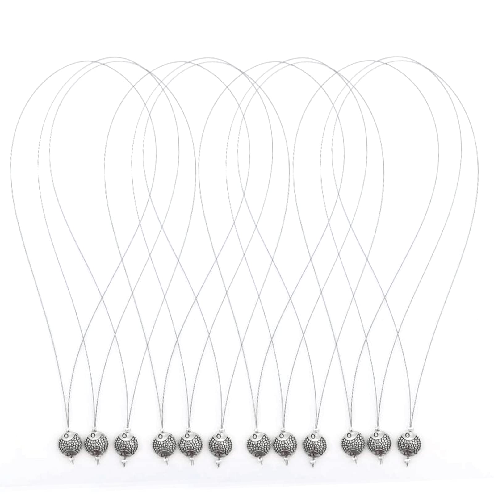 Hair Extension Nano Rings Threader Loop Hook Pulling Needle Tool 3pcs Micro Beads Links Feather Hair Extensions Threading Tool (12Pcs Threading Tool), Silver, 24cm