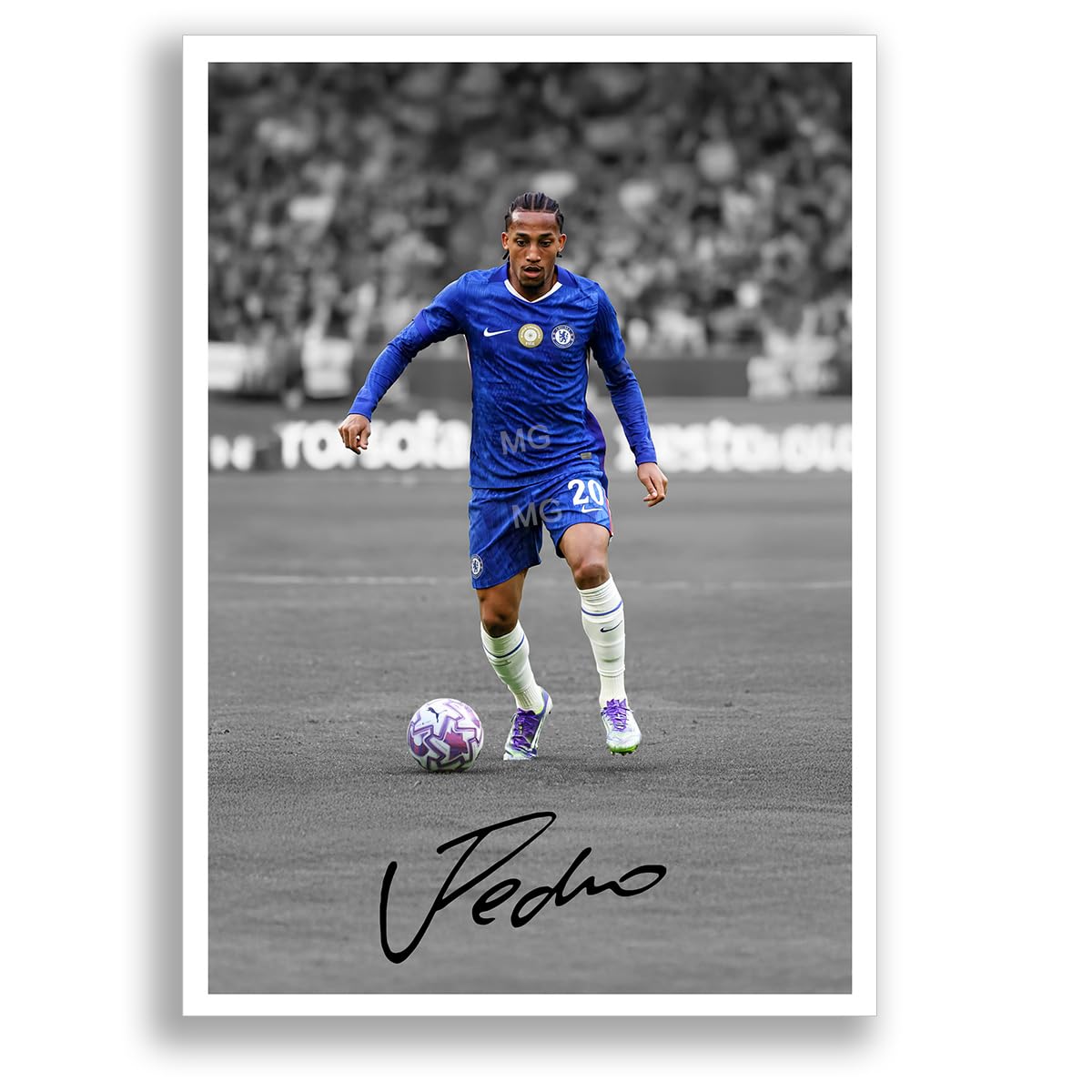 Joao Pedro Chelsea Signed Photo Poster Print Picture Display Framed Autograph Memorabilia for Football Fans Gift João Brazil (A3 Poster Only B+W)