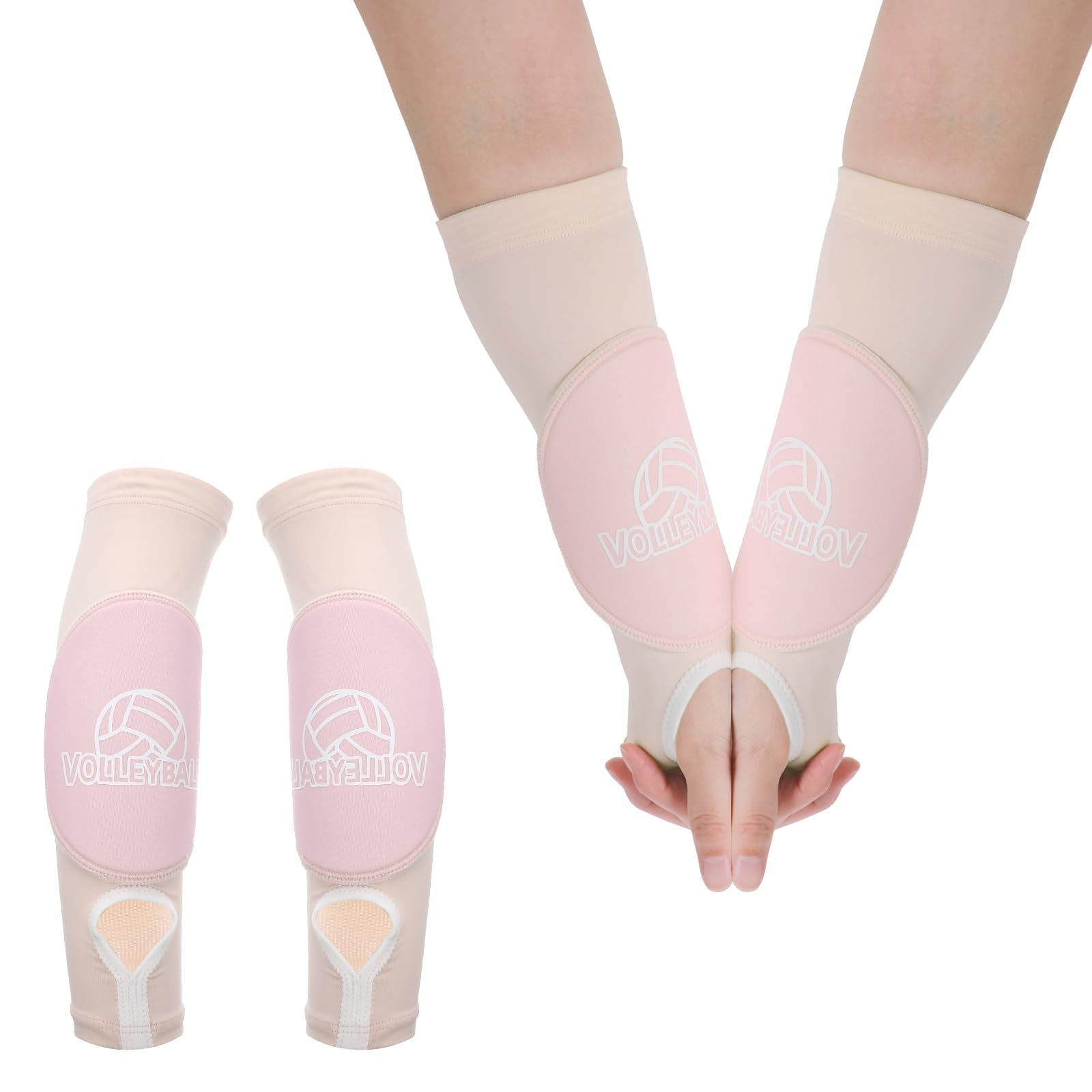 1 Pair Volleyball Arm Sleeves with Passing Protection Forearm Pads Protection Foam Pads and Thumb Hole Padded Volleyball Sleeves Volleyball Gear Gifts for Adult Women Men