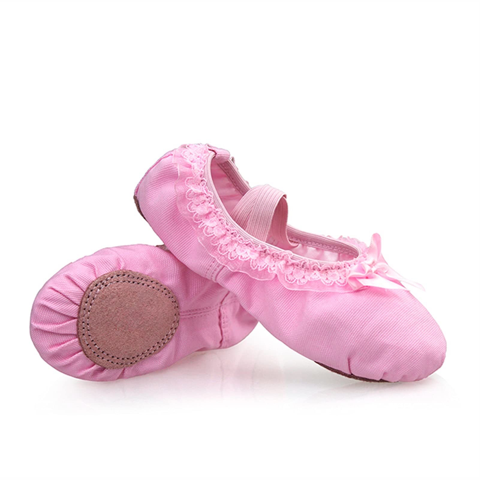 Ballett-Schuhe, 2 Paar schöne Canvas weiche Sohle Mädchen Kinder Spitze Ballett Praxis Tanzschuhe for Kinder(Pink,29 EU)