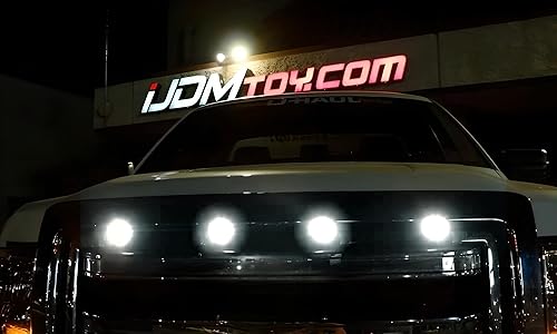 Miniatura 19 de iJDMTOY Juego de 4 piezas de iluminación LED de montaje de malla frontal amarillo ámbar de reacondicionamiento personalizado compatible con camiones