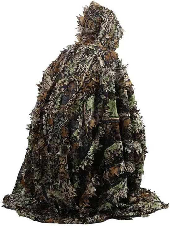 Ghillie Suit 3D Camo Leaf Woodland Shooting/Photography Camouflage Poncho Cover - Bird Watching Leaves Cover