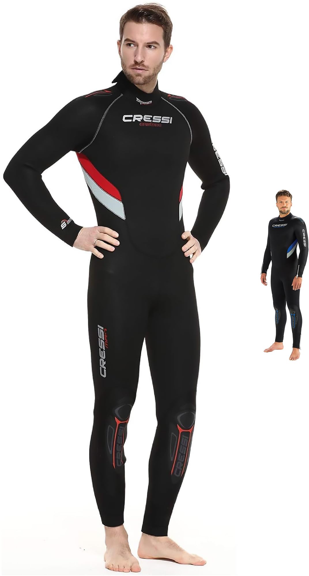 Cressi Castoro Man Monopiece Wetsuit - Diving Suit Available in 5 or 7 mm Neoprene, for Men
