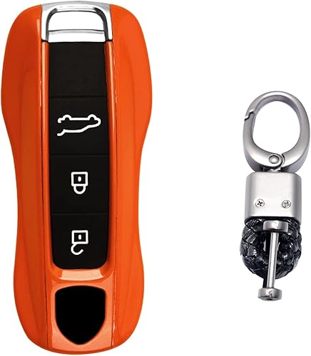 Miniatura 6 de Xotic Tech - Funda de fibra de carbono para llaves remotas con llavero, compatible con Porsche Cayenne Cayman Panamera 971 Macan Taycan 911 991 918