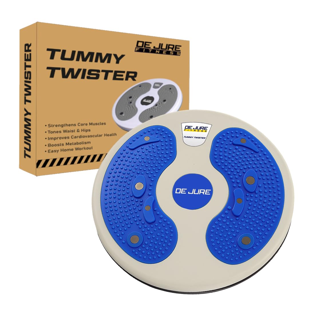 De Jure Fitness Tummy Twister & Abs Trimmer | Exercise Roller & Waist Shaper for Men & Women | Non-Slip Home Workout Equipment for Weight Loss & Core Training (Blue)