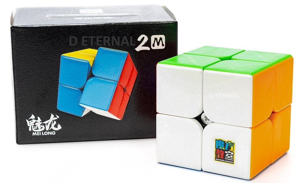 D ETERNAL Kid Moyu Mfjs Meilong Magnetic Cube 2X2X2 High Speed Stickerless Magic Puzzle Brainteaser Toy (2X2 Magnetic)