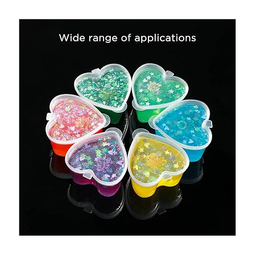 Miniatura 4 de Caja de alimentos con forma de corazón de 1.5 fl oz, con tapas, contenedor de almacenamiento de plástico desechable, caja de pigmentos para