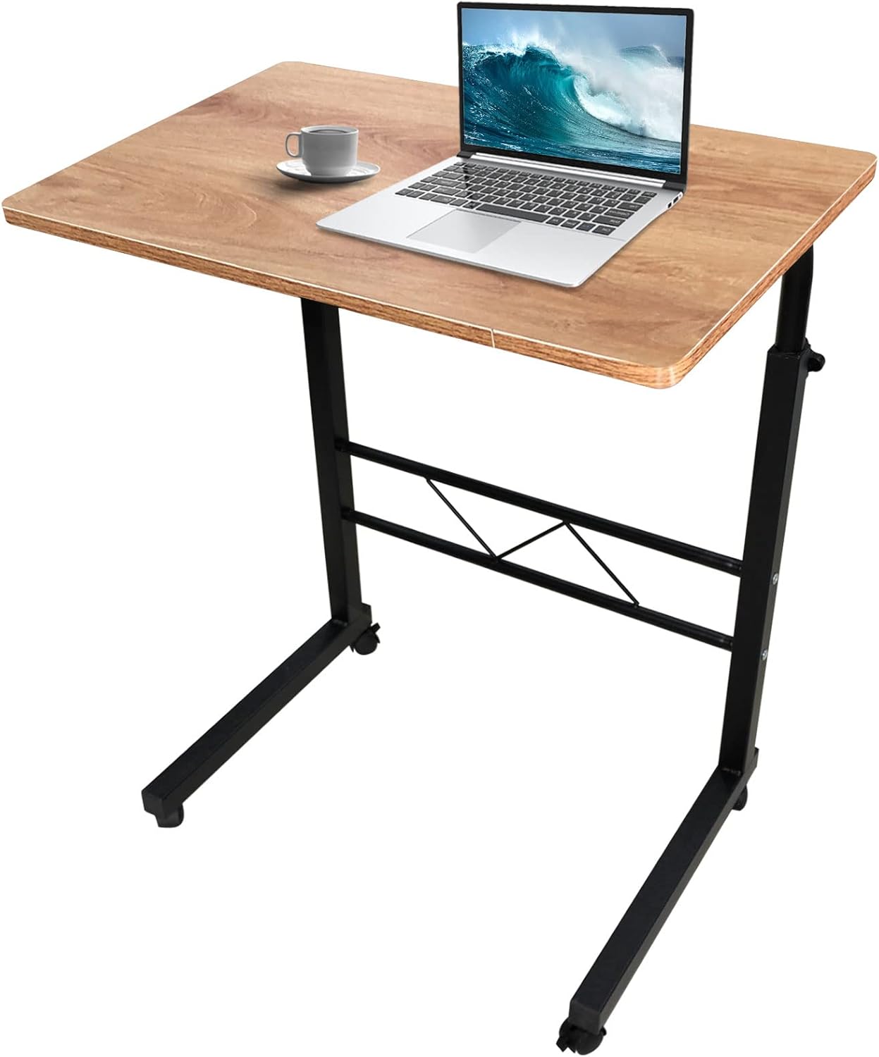 Overbed Laptop Table on Wheels, Adjustable Bedside Table for Laptop