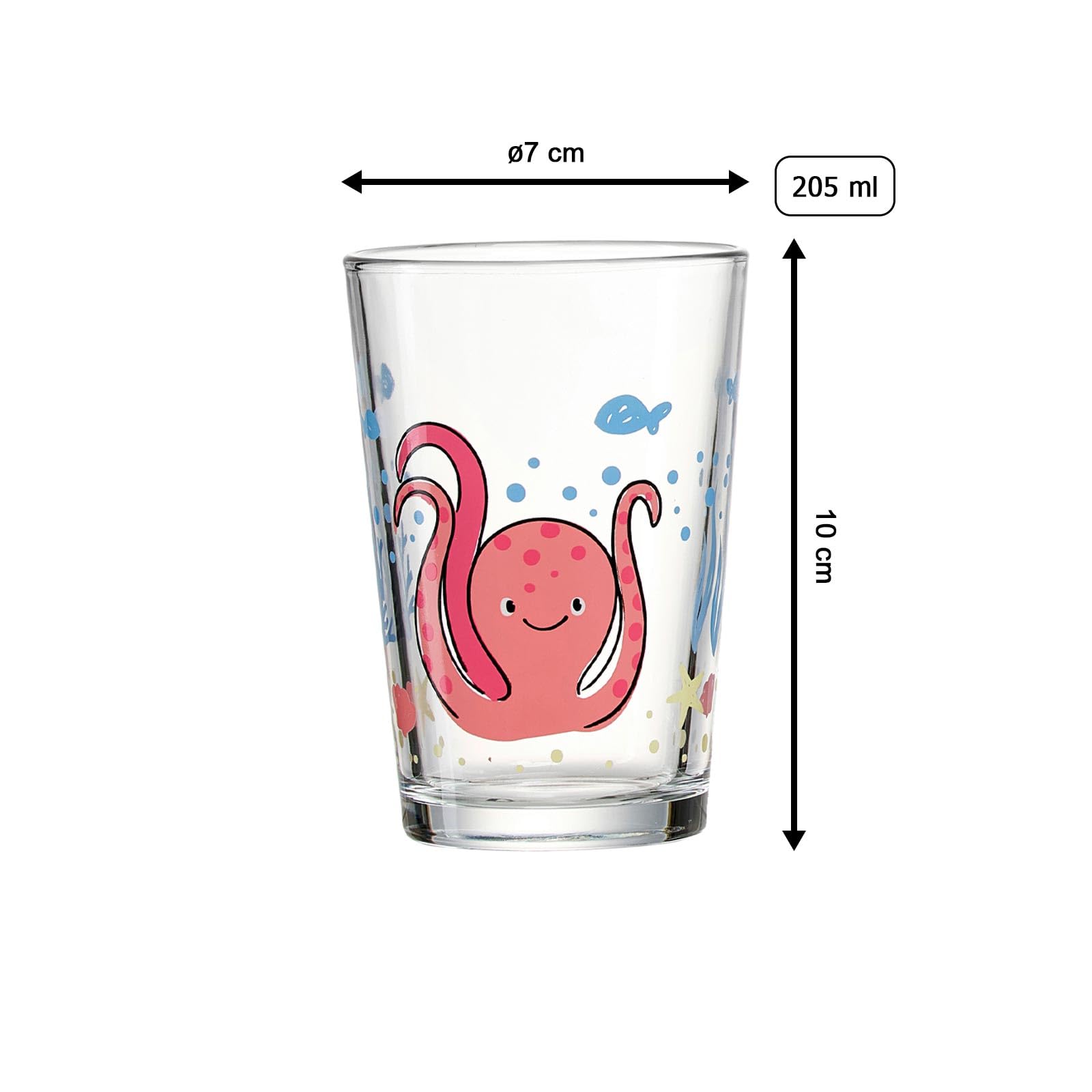 Ritzenhoff & Breker Set di 6 bicchieri per bambini con motivi sottomarini e mostriciattoli, 205 ml, bicchieri per bambini stampati con motivi di animali e mostri, adatti alla lavastoviglie