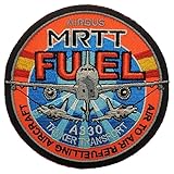 Parche Bordado Militar: Emblema MRTT FUEL del Ejército del Aire con diseño circular de 9 centímetros que representa el avión de reabastecimiento A330 MRTT