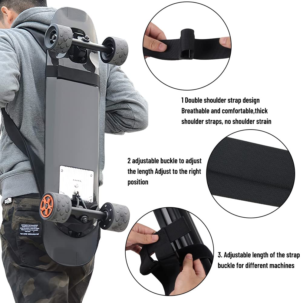 Skateboard Sangle de Transport,dellyy Bandoulière de Planche à Roulettes,Portable Transporteur de Voyage Universel 79-138 cm,Sac de Skateboard réglable pour Longboard,Snowbnoard,Voyage,Sport,Rangement - 4