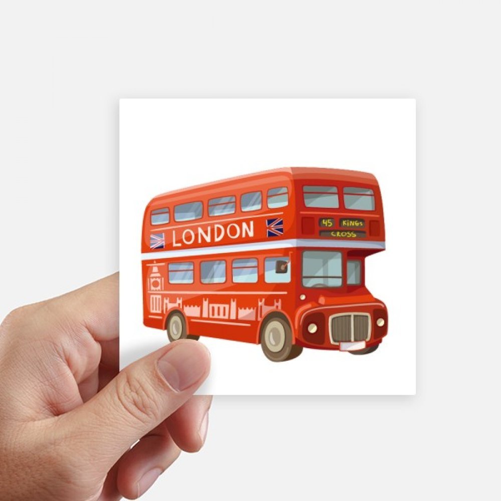 Sticker carré bus Londres rouge lot de 8 autocollants 10cm multicolores