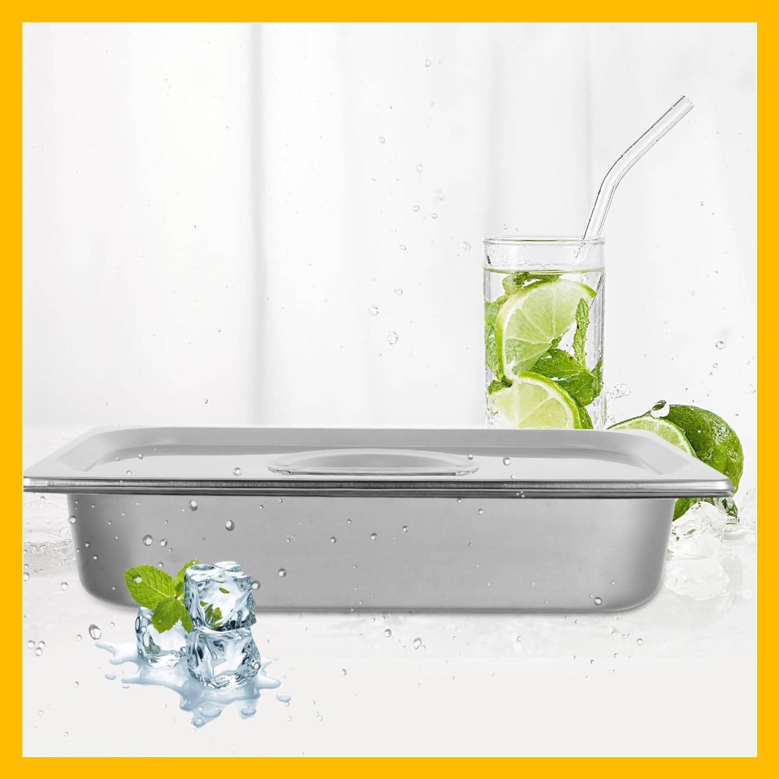 Set di 6 ciotole per panatura con coperchio, GN 1/3, in acciaio inox, 32,5 x 17,5 x 6,5 cm, panierstrasse, rettangolari, in metallo, ideali per cotolette, carne, pesce