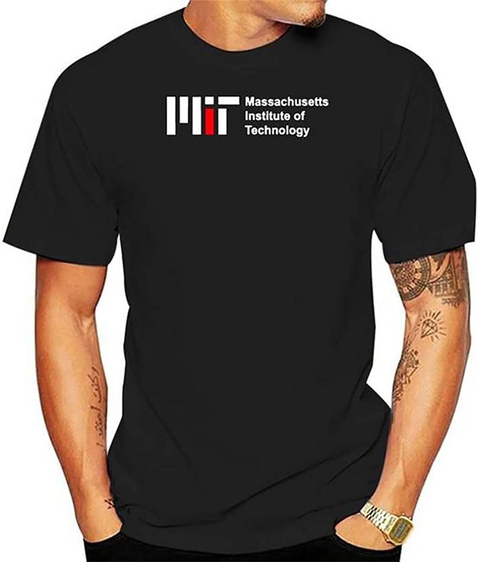 nevr MIT t-Shirt College wear Short Sleeve tee School Uniform Massachusetts Institute of Technology Dress Black XXL