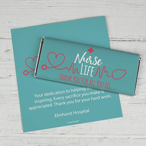 Nurses Week Thank You - Envoltorios de dulces personalizados para barras de chocolate (paquete de 25) - Nurse Life