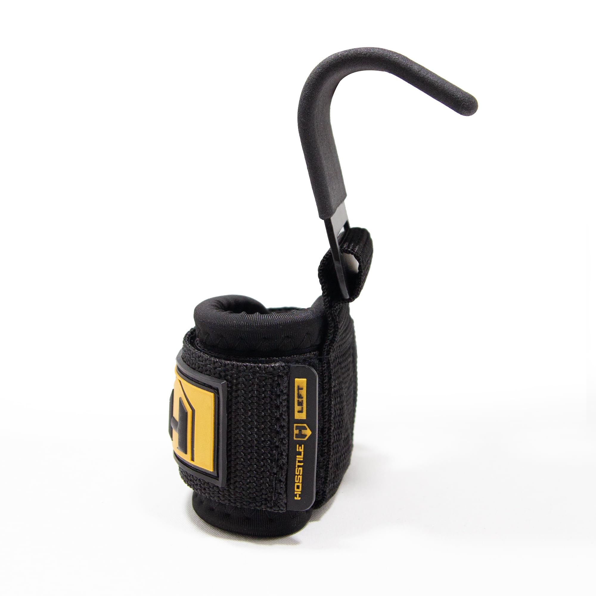 HOSSTILE Gancho de elevación acolchado (par) – Gancho de acero duradero, revestimiento antideslizante, almohadilla de muñeca de neopreno de 7 mm, correa ajustable de 17.5 pulgadas, soporte de agarre