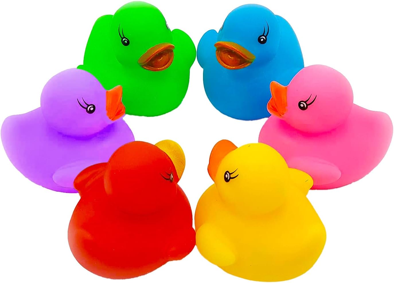 The Dreidel Company Classic Rubber Duck Toy Duckies for Kids, Six Solid Colors, Bath Birthday Gifts Baby Showers Classroom Summer Beach and Pool Activity, 2" (200-Pack)