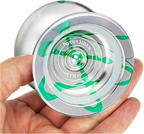 Miniatura 2 de Yoyo profesional Yoyo N11 verde plateado, Yoyo de aleación de metal para niñosjugador avanzado+guante Yo Yo + bolsa Yoyo+12 cuerdas Yoyo con estuche